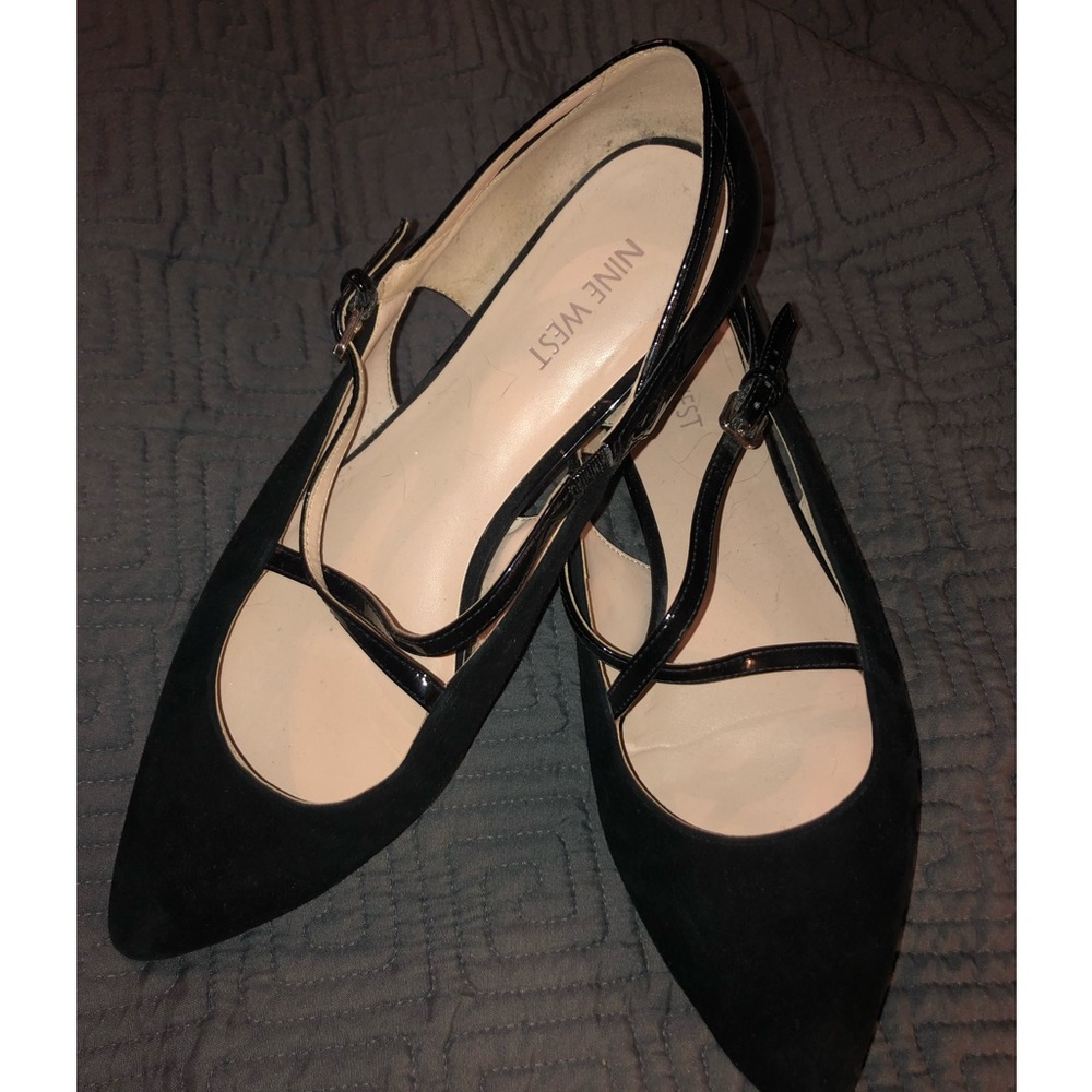 Nine West Black Strapped Flats
